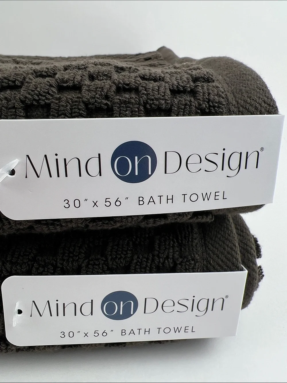 Mind On Design Bath Towels Dark Brown Waffle Design Soft Cotton 2 Pc NEW